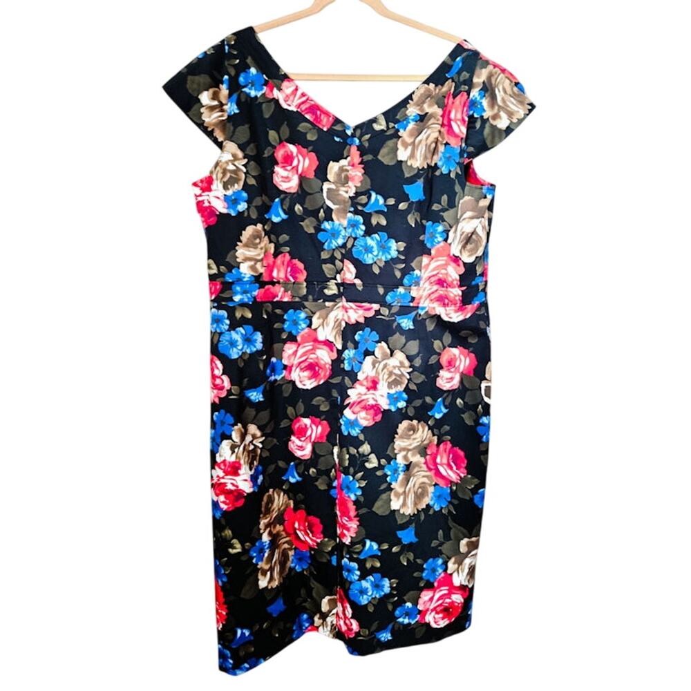 J. Peterman Women's Cap Sleeve Floral Sheath Dress 22 Plus Spring - Picture 6 of 7